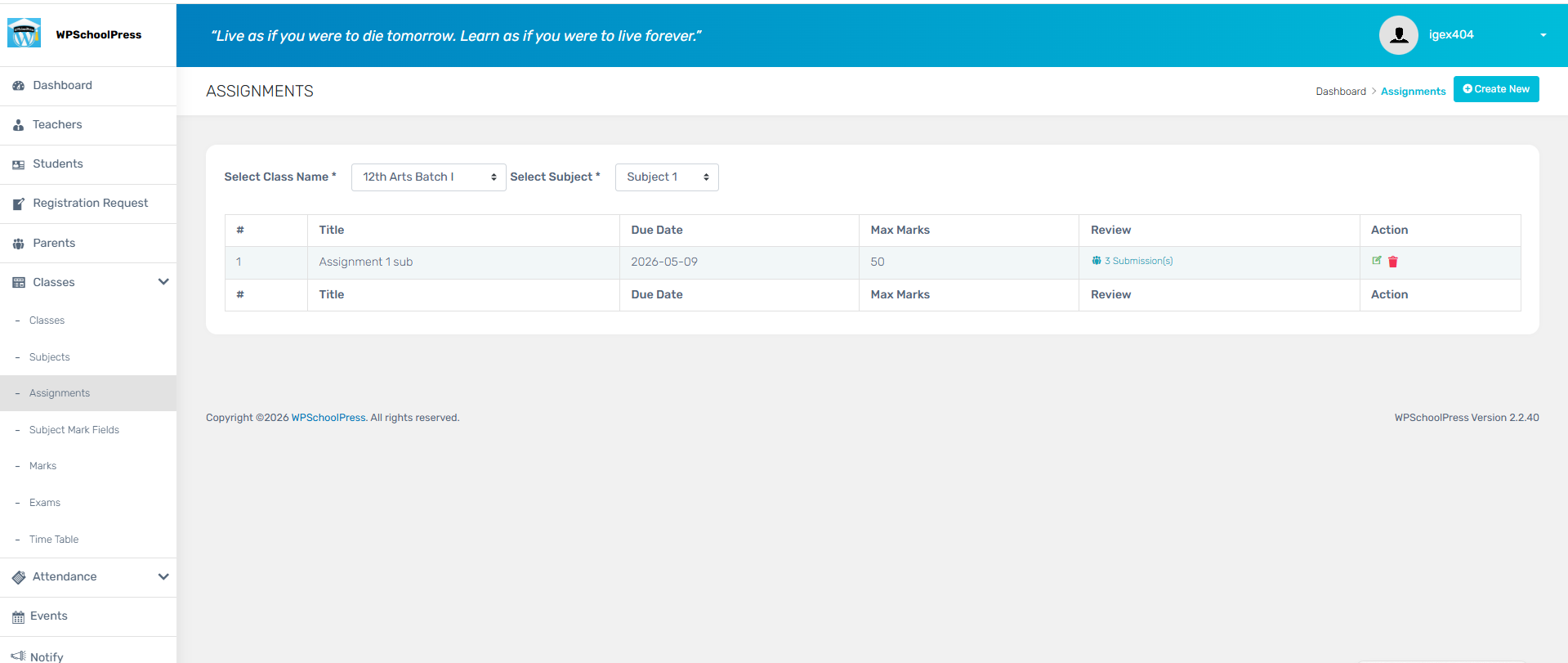 Assignments Add-on Dashboard